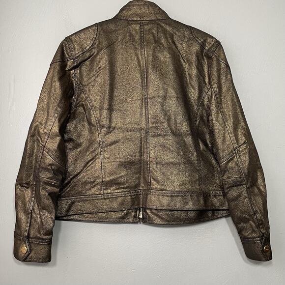 LRL Ralph Lauren Denim Jacket Size Large Black Gold Metallic Grunge Indie Sleaze - Picture 5 of 12